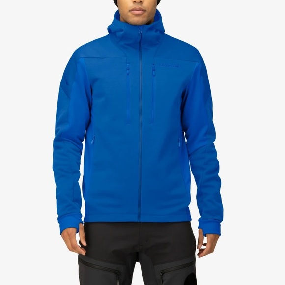 Norrona Trollveggan Power Stretch Pro Zip Hood Jacket Size L Two Tone Blue EUC - Picture 14 of 14